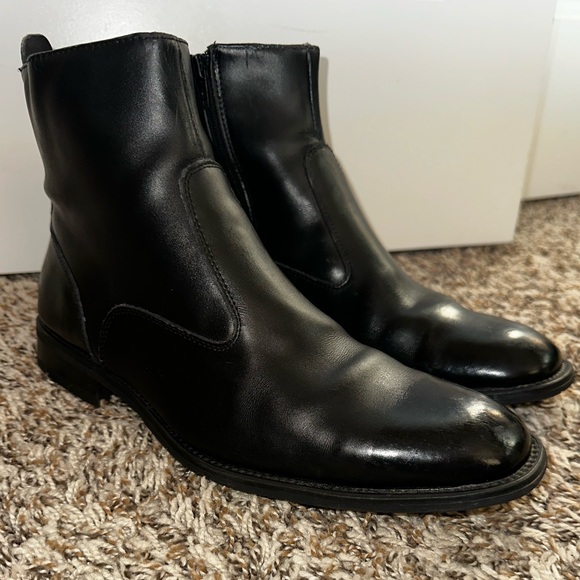 UGC Giorgio Brutini Fielding Black Plain-Toe Genuine Leather Boots Sz 9.5 - Picture 5 of 15